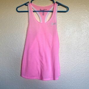 Under Armor Fitted Heat Gear Pink Stripped Tank Top Size XS